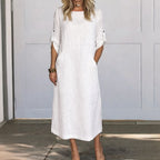 Dove | Women's Breezy Loose Fit Pocket Midi Dress