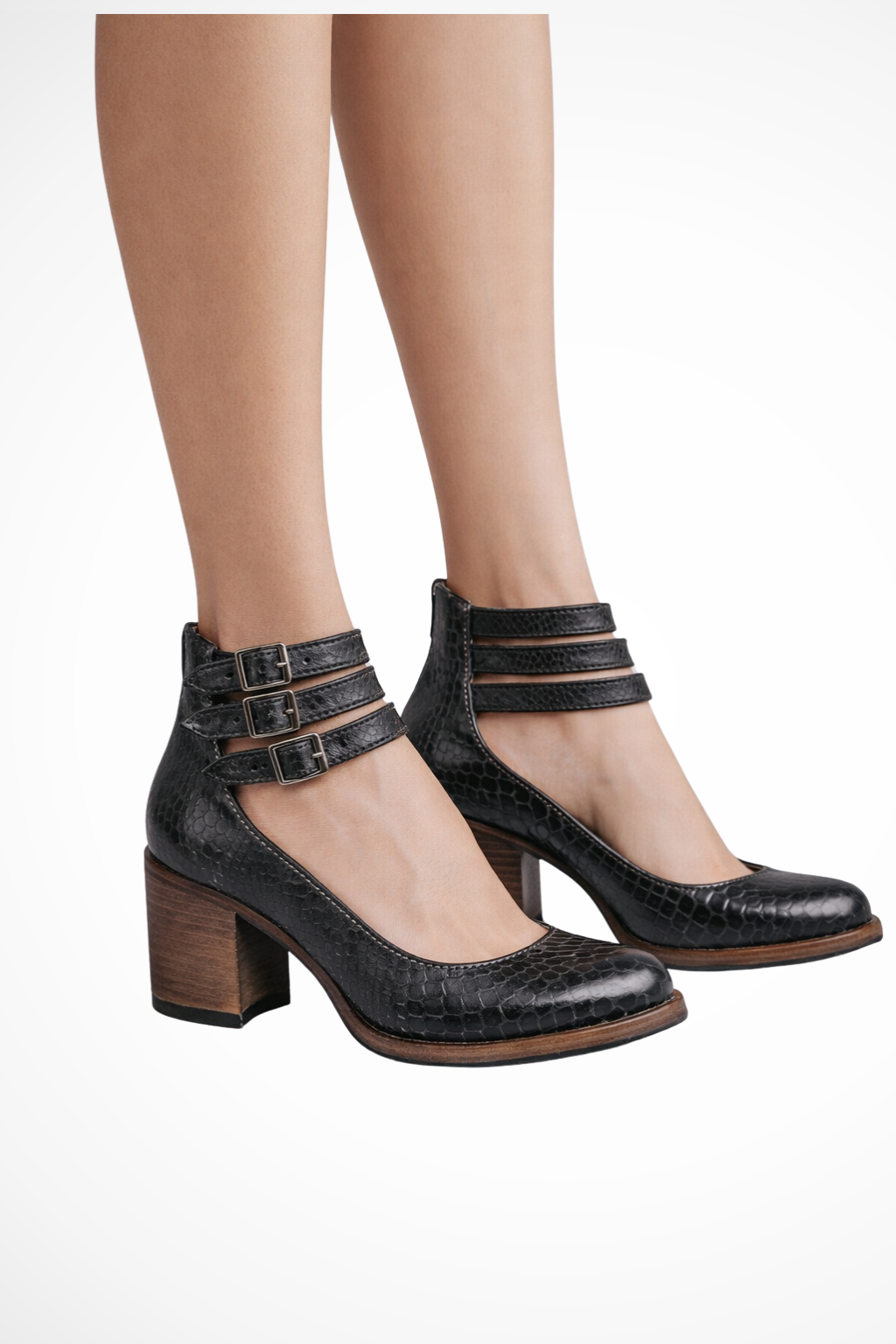 Evangeline | Women's Strappy Double Buckle Ankle Strap Heels