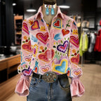 Otilia | Women's Retro Heart Print Blouse