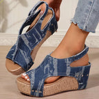 Rafferty | Women's Denim Cork Wedge Sandals