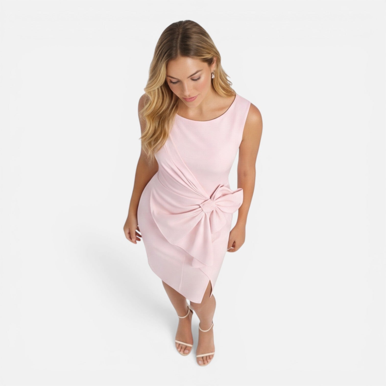 Soreya | Women's Elegant Bow Waist Slim Fit Cocktail Midi Dress
