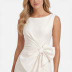 Soreya | Women's Elegant Bow Waist Slim Fit Cocktail Midi Dress