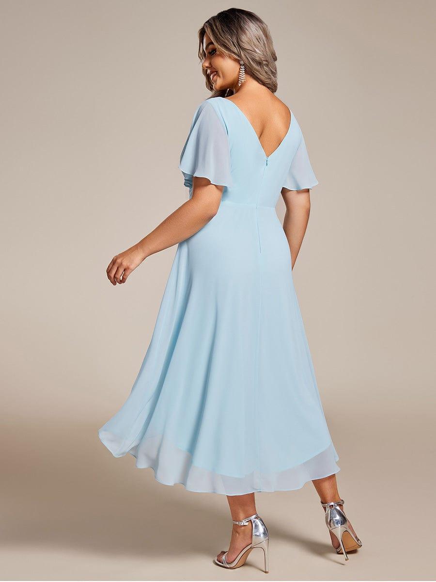 Grace & Jess | Plus Size V-Neck High-Low Chiffon Wedding Guest Dress