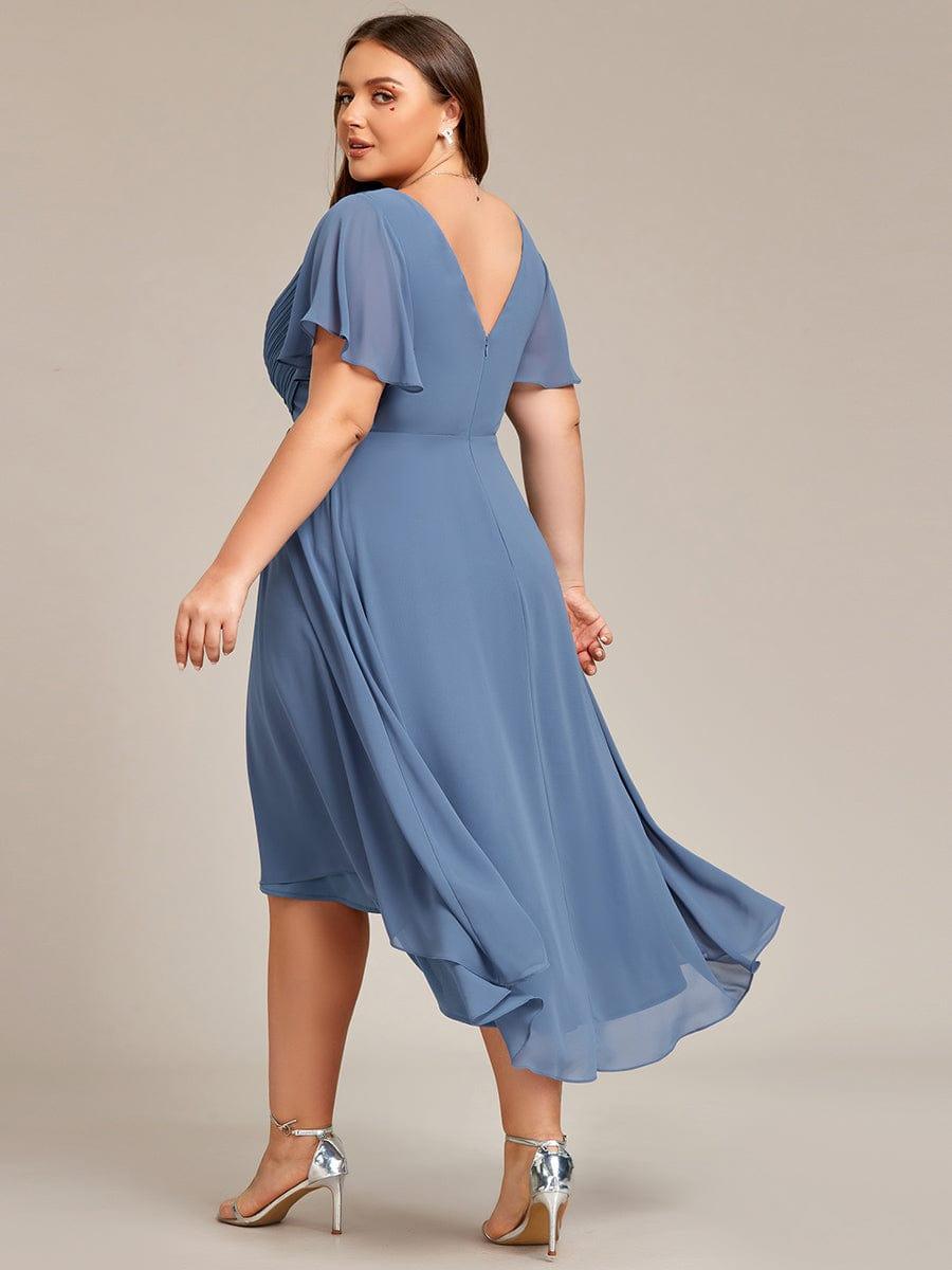 Grace & Jess | Plus Size V-Neck High-Low Chiffon Wedding Guest Dress