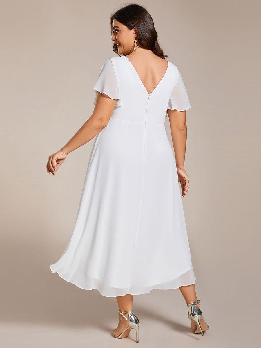 Grace & Jess | Plus Size V-Neck High-Low Chiffon Wedding Guest Dress