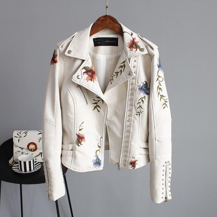 Grace & Jess | Stylish Embroidered Leather Jacket