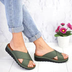 Xanthe | Women's Cross Strap Slip On Sandals