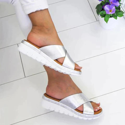 Xanthe | Women's Cross Strap Slip On Sandals