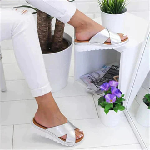 Xanthe | Women's Cross Strap Slip On Sandals