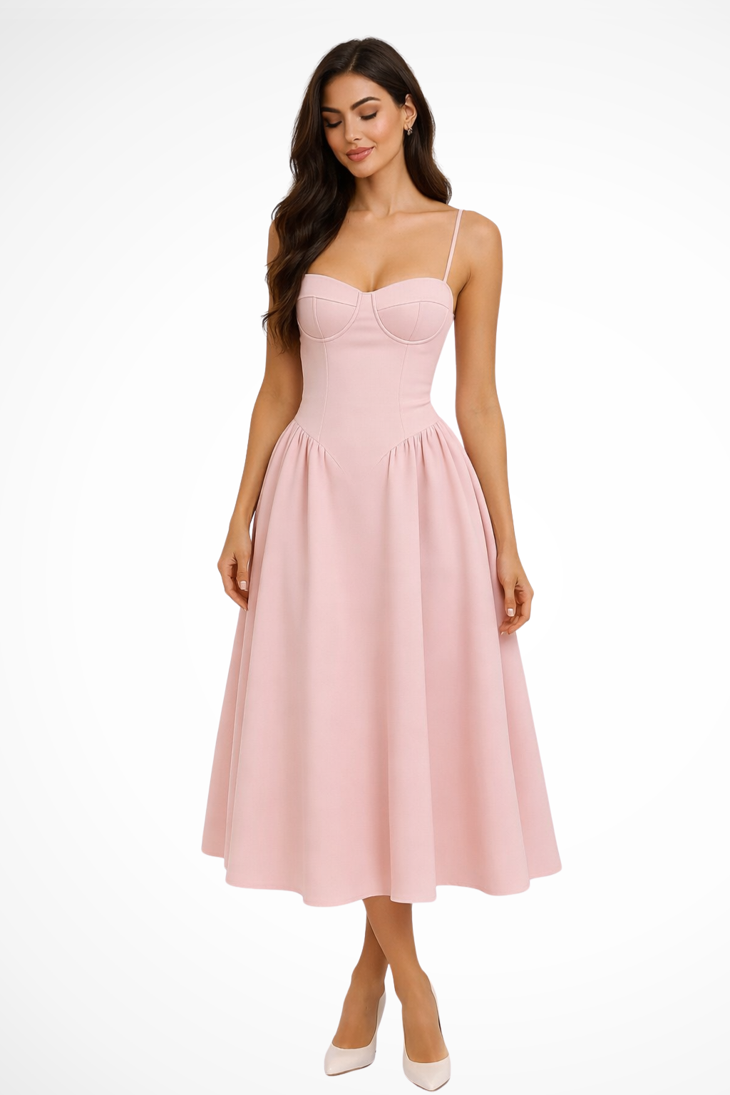 Piper | Women's Elegant Corset Bodice A-Line Midi Dress