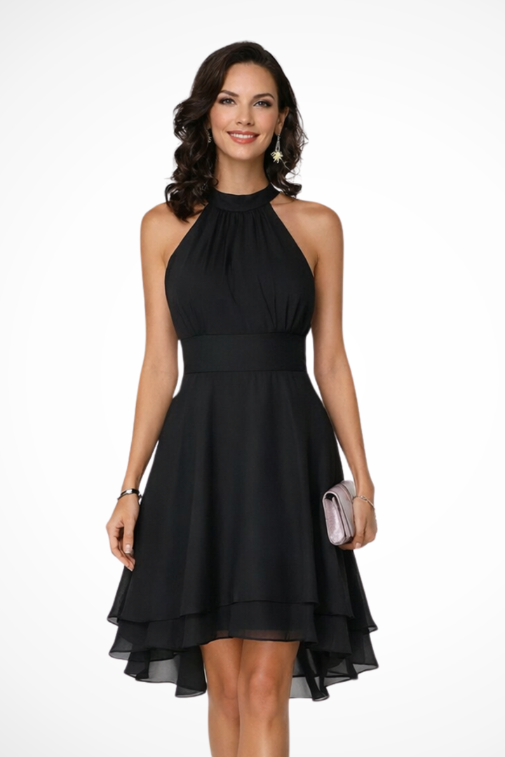 Celestine | Women's Halter Neck Tiered Skirt Mini Dress