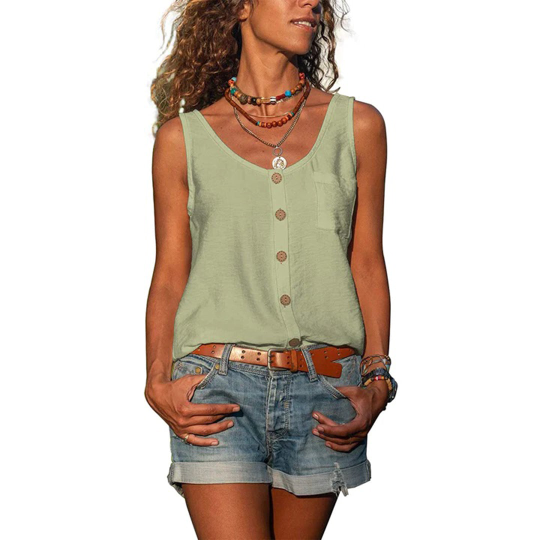 Heloise | Women's Casual Sleeveless Button Front Tank Top