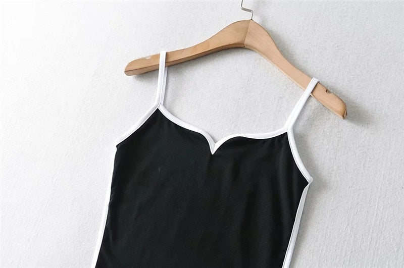 Ysolira | Women's Heart Neckline Contrast Trim Cami Corset Top