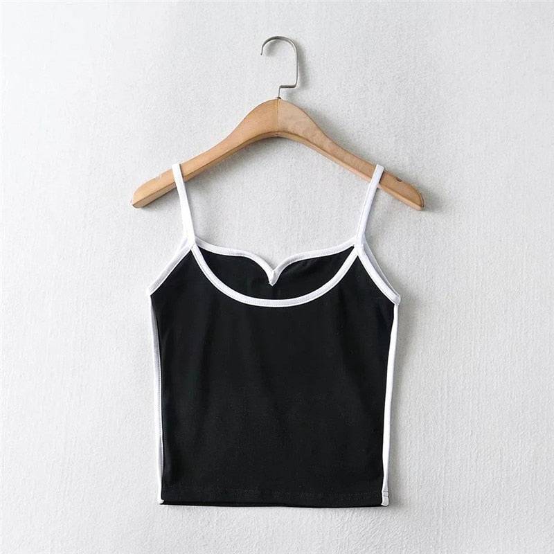Ysolira | Women's Heart Neckline Contrast Trim Cami Corset Top