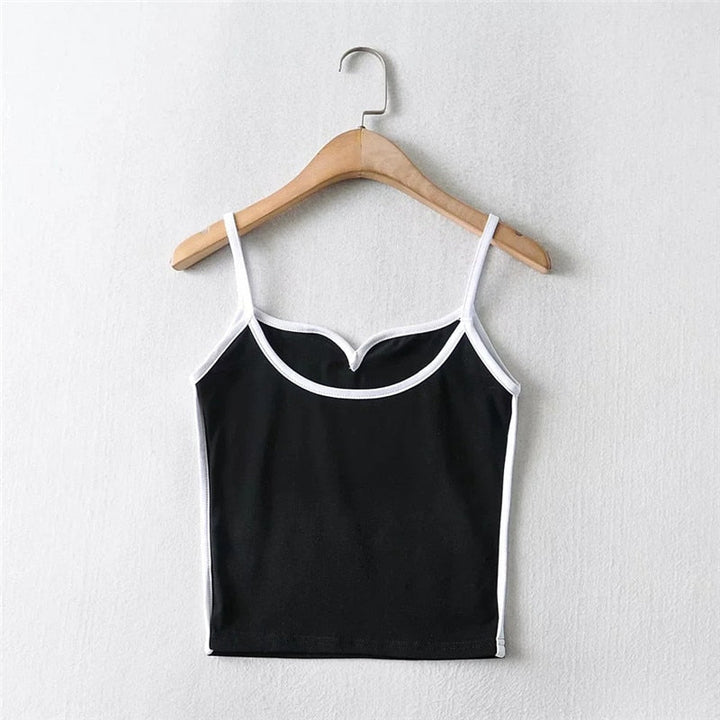 Ysolira | Women's Heart Neckline Contrast Trim Cami Corset Top