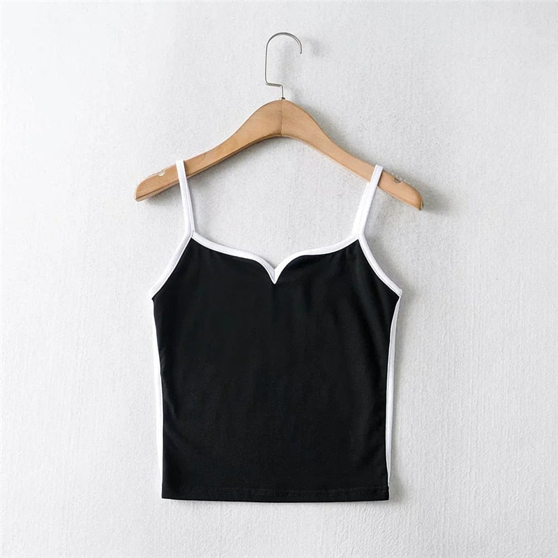 Ysolira | Women's Heart Neckline Contrast Trim Cami Corset Top