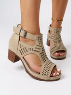 Elara | Women's Block Heeled Sandals with Cutout Design