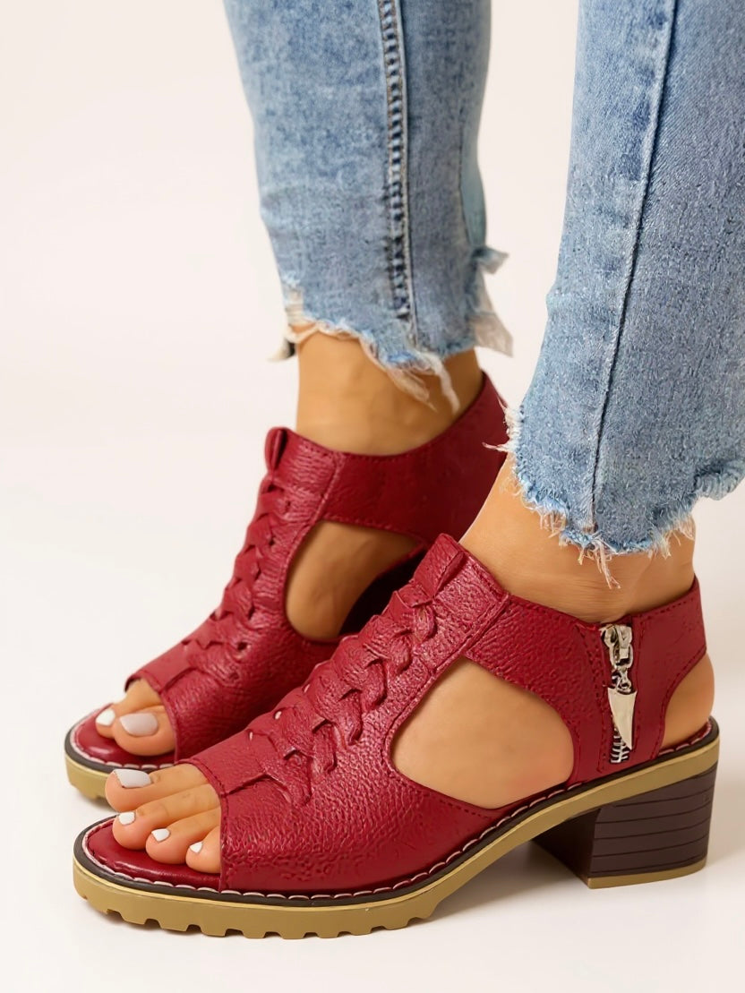 Cassia | Women's Stylish Zip Heel Sandals with Open Toe