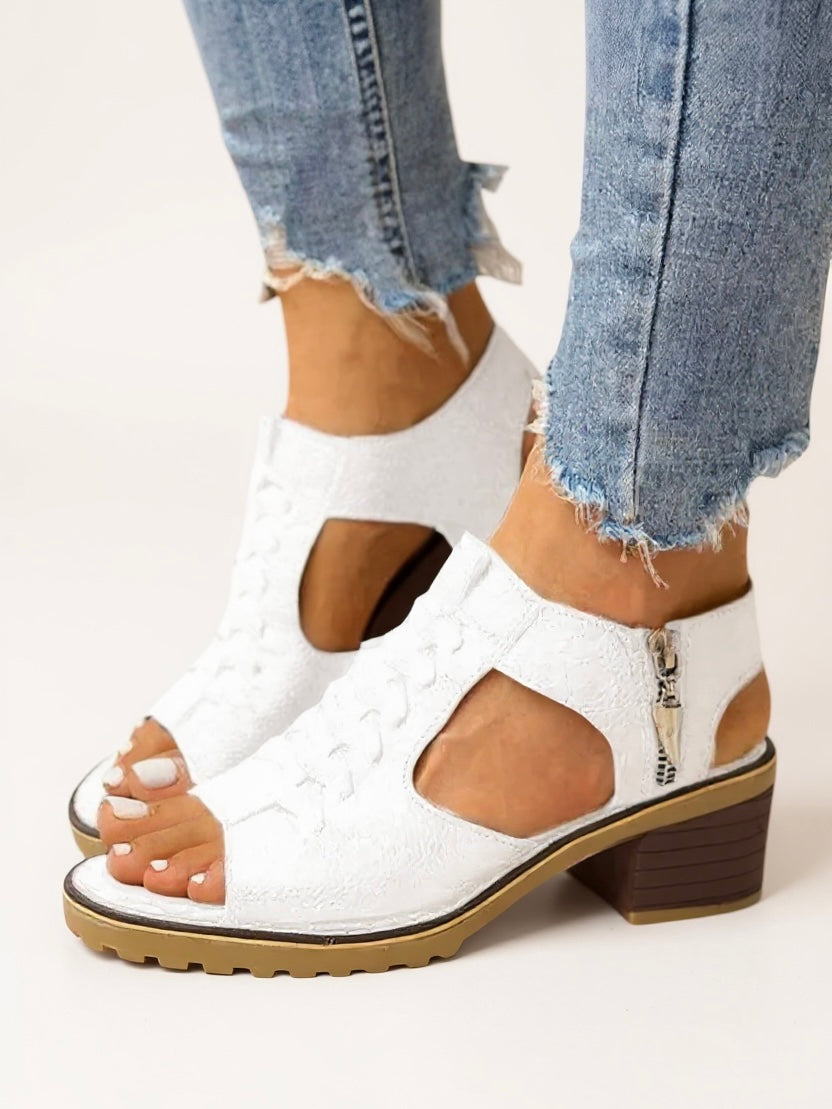 Cassia | Women's Stylish Zip Heel Sandals with Open Toe