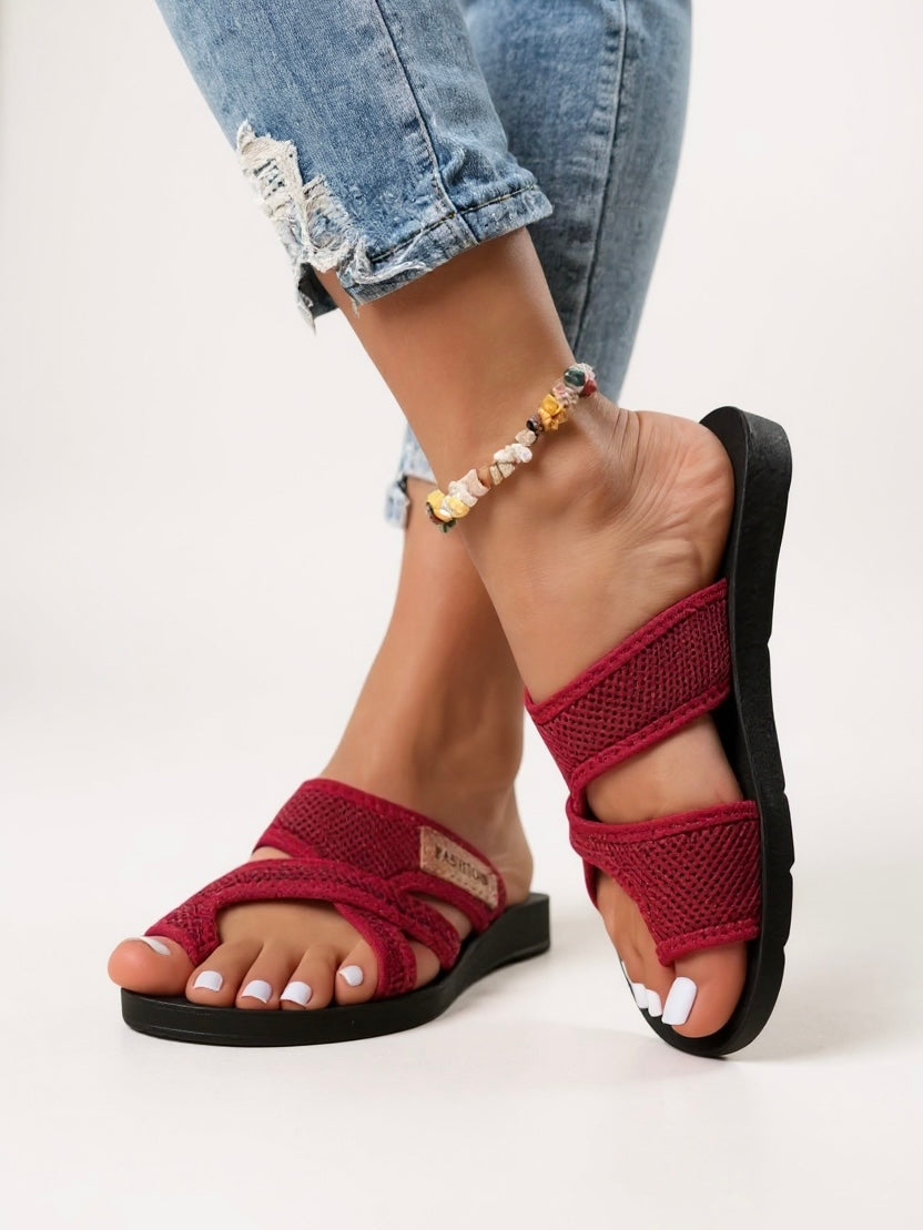 Gwen | Women's Mesh Cross-Strap Comfort Slide Sandals