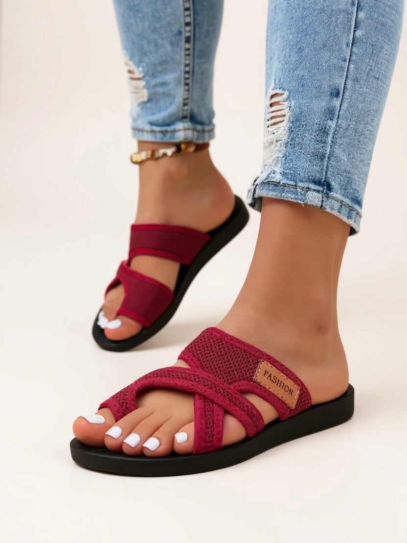 Gwen | Women's Mesh Cross-Strap Comfort Slide Sandals