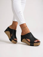 Lila | Women's Chic Wedge Slides with Cork Platform