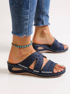 Tamsin | Women's Stylish Slide Sandals with Embroidered Detail