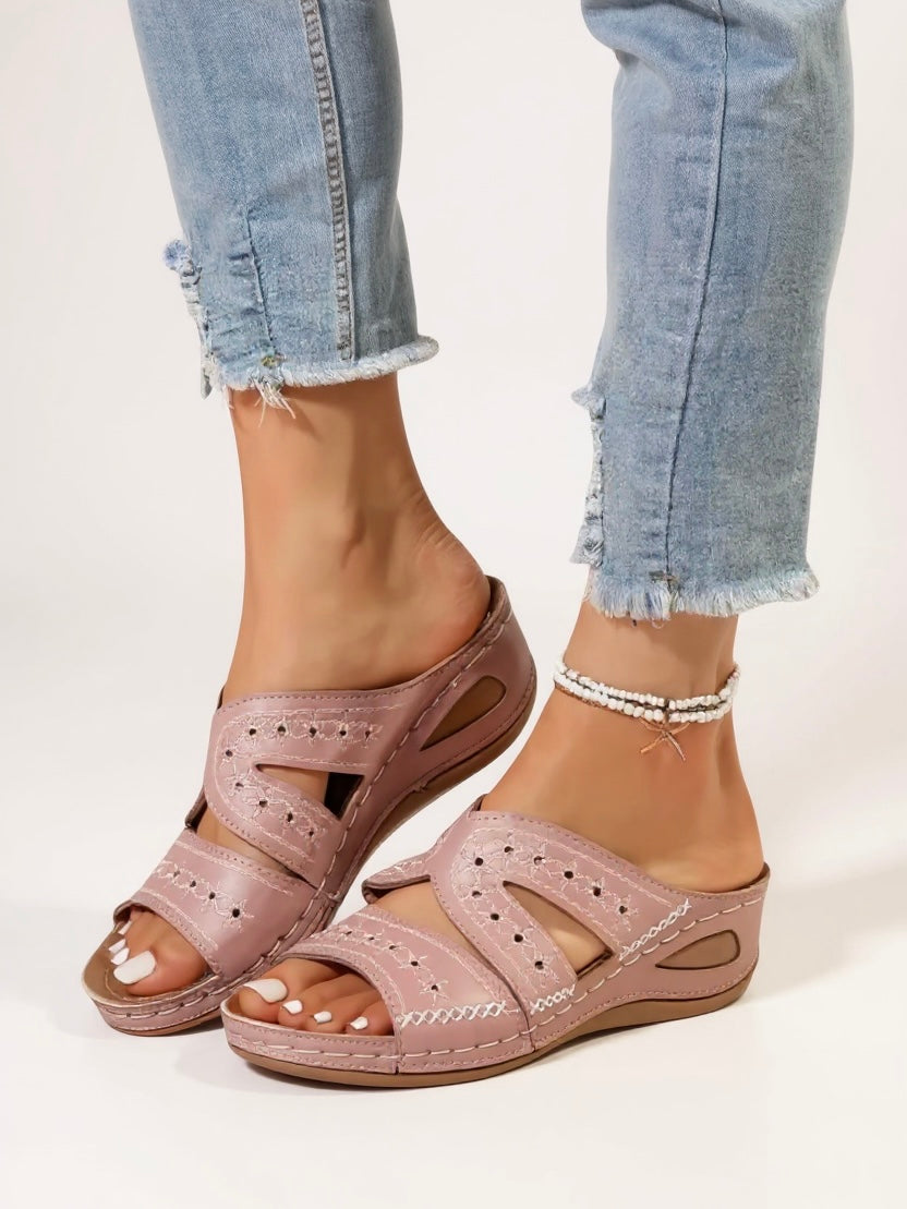 Tamsin | Women's Stylish Slide Sandals with Embroidered Detail