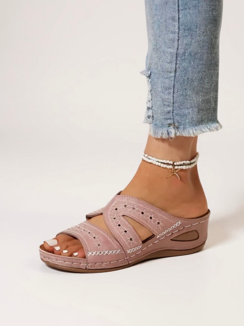 Tamsin | Women's Stylish Slide Sandals with Embroidered Detail