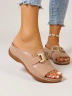 Zara | Women's Chic Buckle Slides with Contrast Stitching