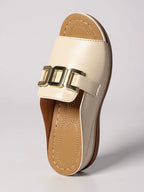 Zara | Women's Chic Buckle Slides with Contrast Stitching