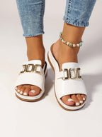 Zara | Women's Chic Buckle Slides with Contrast Stitching