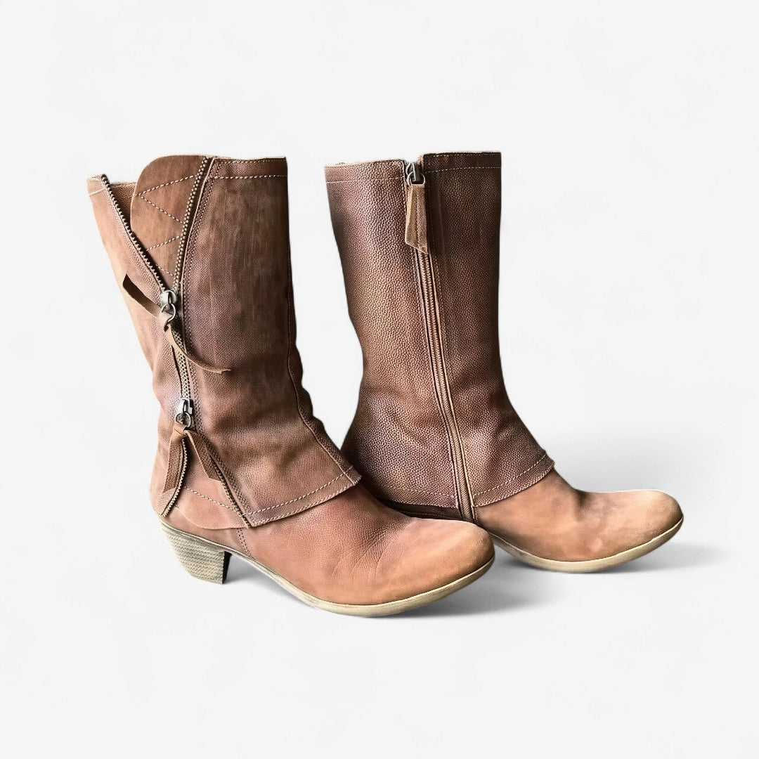 Noreia | Women's Stylish Side Zip Mid-Calf Boots