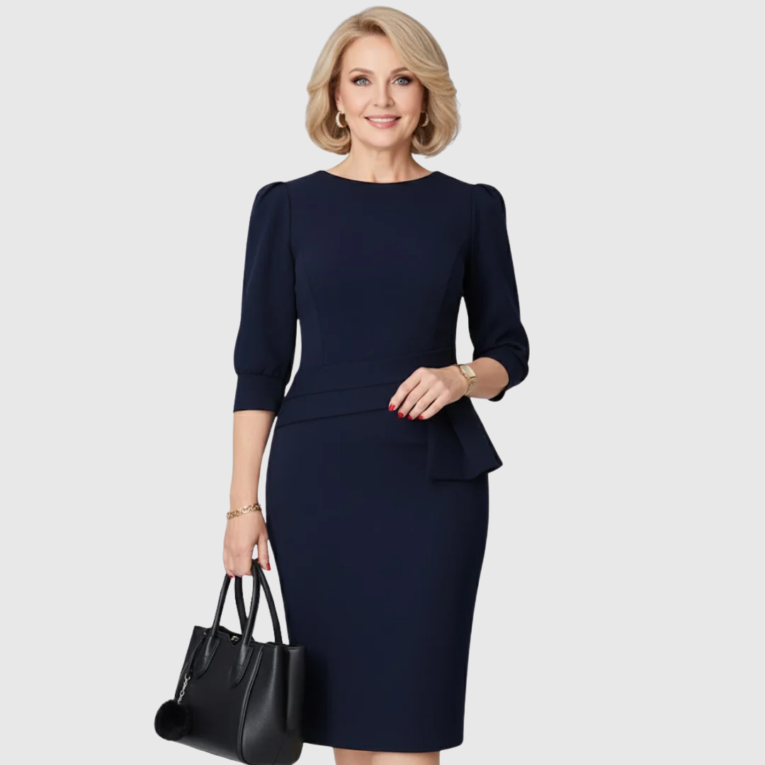 Claudine | Women's Ruffle Waist Wedding Midi Dress