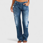 Caelune | Women's Distressed Low Rise Wide Leg Jeans