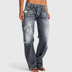 Caelune | Women's Distressed Low Rise Wide Leg Jeans