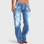 Caelune | Women's Distressed Low Rise Wide Leg Jeans