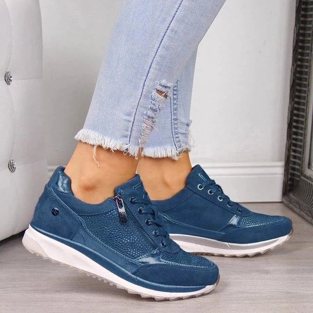 Ingrid | Women's Orthopedic Zip-Up Lace Sneakers