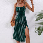 Elyndra | Women's Polka Dot Spaghetti Strap Midi Dress