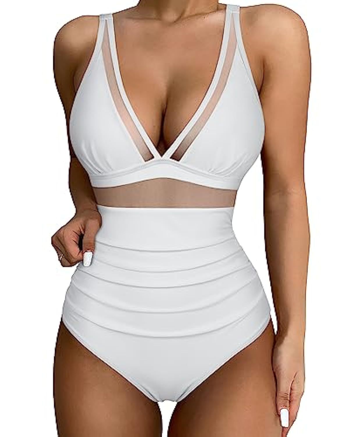 Waverly | Women's Mesh Panel High Waist One-Piece Swimsuit