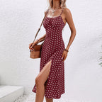 Elyndra | Women's Polka Dot Spaghetti Strap Midi Dress