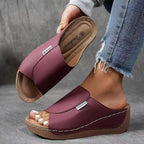 Mechtild | Women's Open Toe Wedge Support Slides