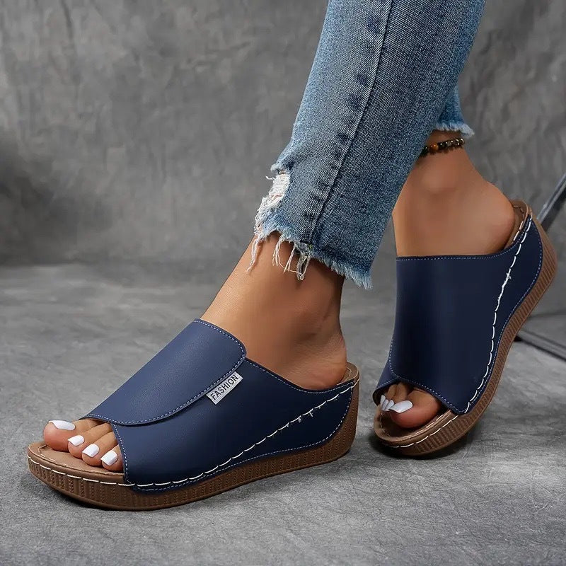 Mechtild | Women's Open Toe Wedge Support Slides