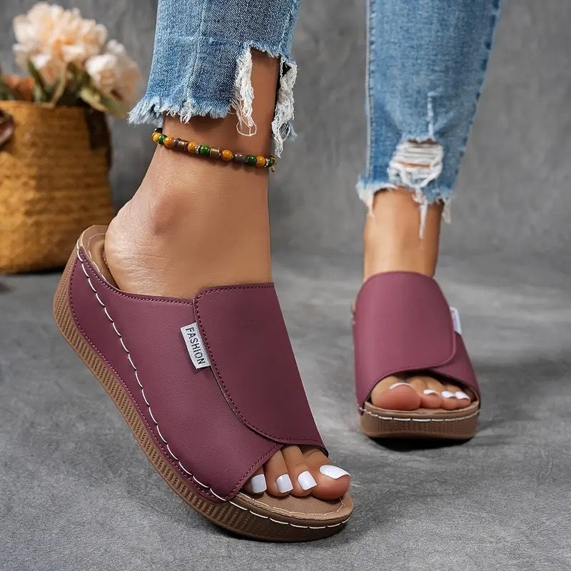 Mechtild | Women's Open Toe Wedge Support Slides
