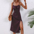 Elyndra | Women's Polka Dot Spaghetti Strap Midi Dress