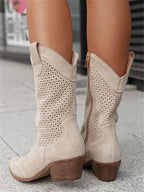 Abigail | Women's Perforated Western Cowboy Ankle Boots