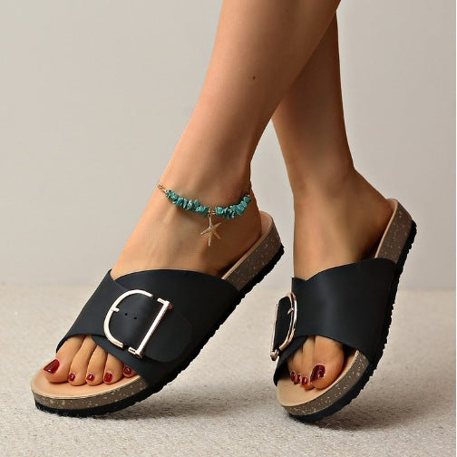 Niobe | Women's Buckle Strap Slip On Clogs