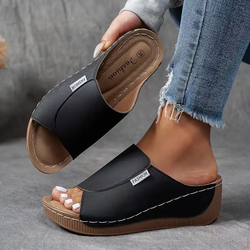 Mechtild | Women's Open Toe Wedge Support Slides
