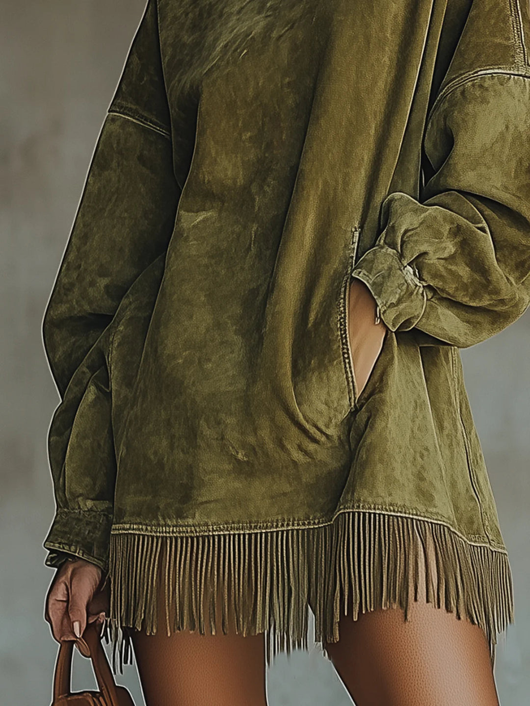 Sabrina | Cozy Suede Fringe Dress