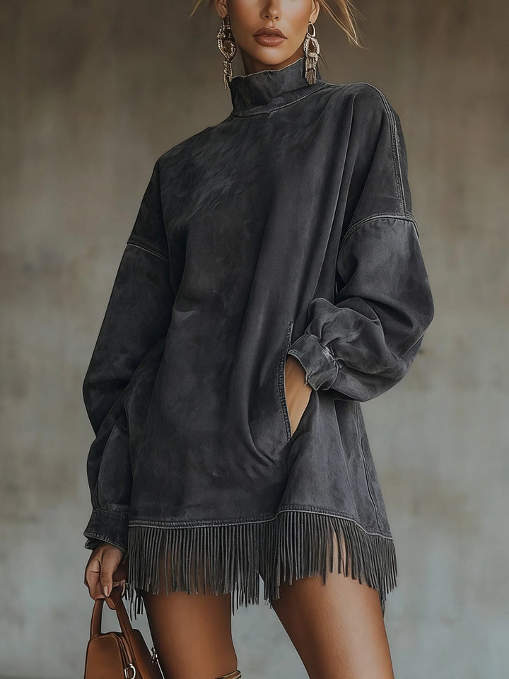 Sabrina | Cozy Suede Fringe Dress